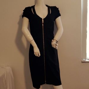EUC Cache Zip-Front Little Black Sheath Dress